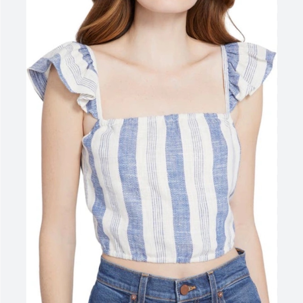 alice + olivia
Celestia Flutter Sleeve Blouson Crop Top
Cream/Blue, Small